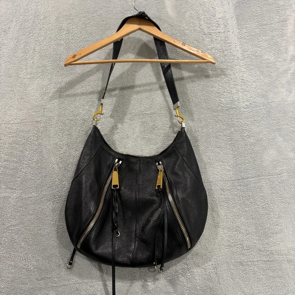 REBECCA MINKOFF Bag Tote Shoulder Hippie Genuine Leather Gold Accents Long Strap